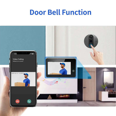 Tuya 1080P Smart WiFi Door Bell Peephole Camera Viewer Home Security Two-way Audio Night Vision 4.3' FHD Video Doorbell Camera