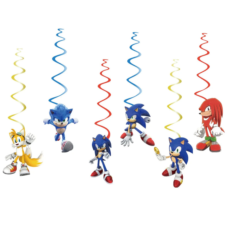 Game Sonic Kid family Birthday Party Supply Disposable Banner Cake Topper Hanging Flag Balloons Sonic Set Birthday Decorations