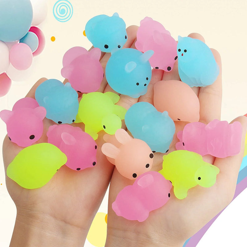 6/12/18 Pcs Luminous Mochi Squishies, Mochi Squishy Animals Stress Toys, Mini Stress Relief Toys Mochi Animals Toys Kawaii