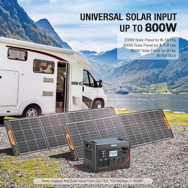 Portable Power Station 2400W 1843Wh LiFePO4 Solar Generator UPS Home Battery Backup Power w/4 2400W AC Outlets