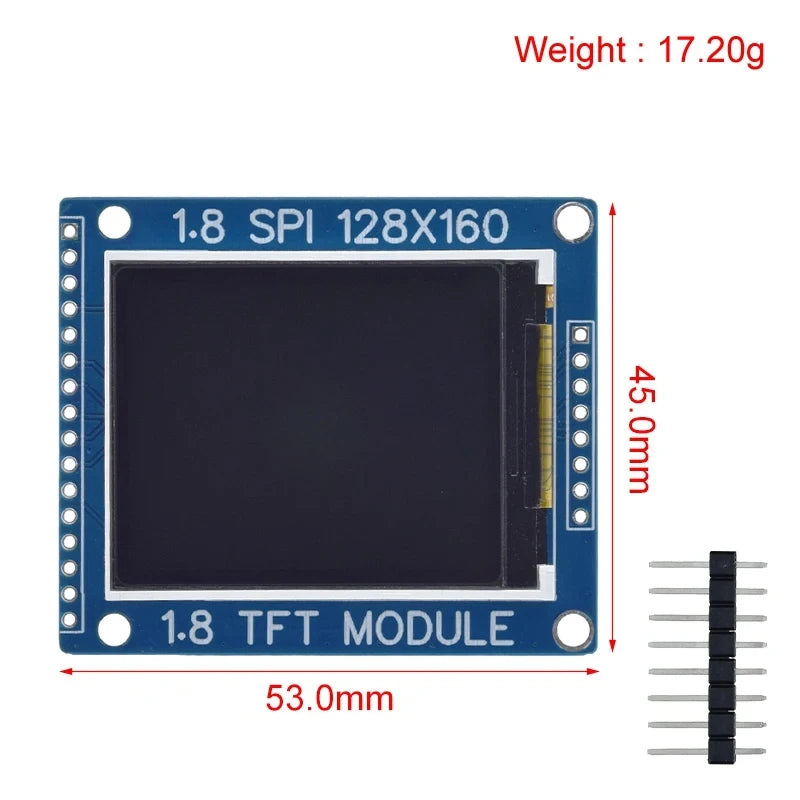 DIYTZT 1.8 Inch Serial SPI TFT LCD Module Display PCB Adapter IC 128x160 Dot Matrix 3.3V 5V IO Inerface Cmmpatible For Arduino