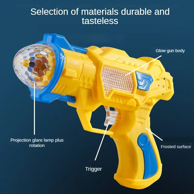 Children's Electric Luminous Toy Gun Color Projection Gun Flash Music Sound and Light Pistol Birthday Gift for Boys and Girls