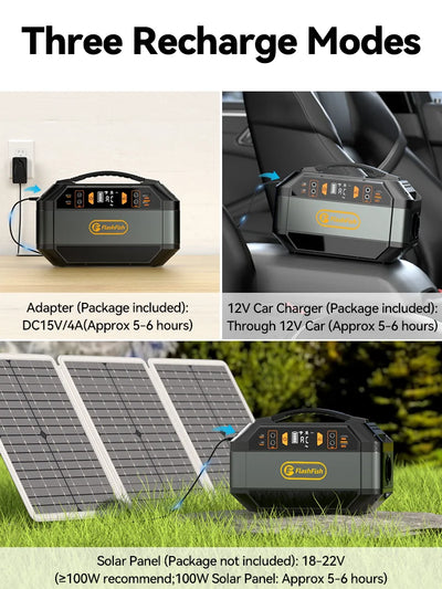 FF Flashfish Solar Generator 288.6Wh Portable Power Station 78000mAh/3.7V Battery AC 230V 330W for Outdoor Camping Power Supply