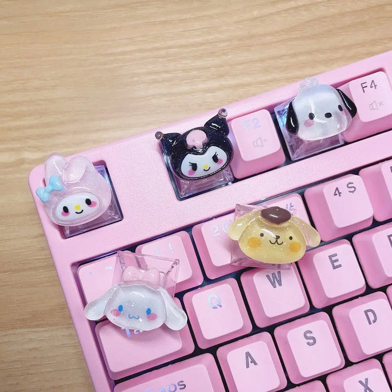 Cartoon Kuromi Melody Cinnamoroll Nonopaque Gaming Cherry Axis Keycaps for Cherry MX Mechanical Keyboard Key Cap