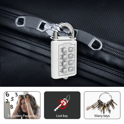 8-digit Combination Outdoor Button Waterproof Fixed Random Code Padlock Zinc Alloy Luggage Travel Smart Lock With Key Anti-theft