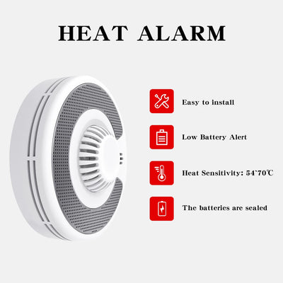 V-COME Wi-Fi Smart Heat Detector with Tuya App control, WiFi Heat Alarm with Sealed 10-Year Li-Battery, BS 5446-2, VH03W