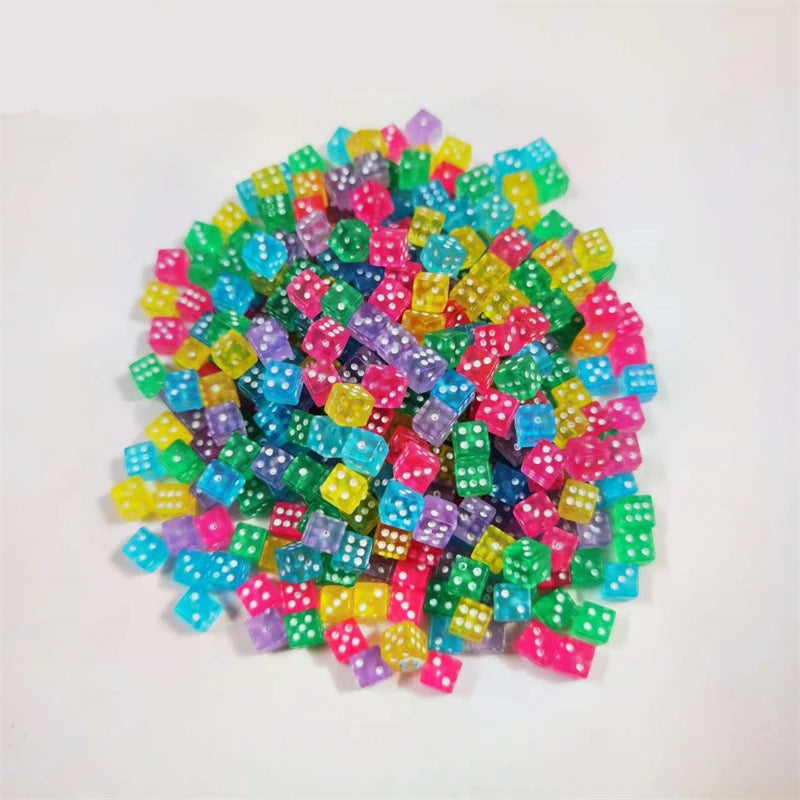 100Pcs 5*5*5mm Mini D6 Acrylic Gaming Right Angle Point Dice Standard Six Sided Cube For Board Game accessories