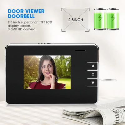 Outdoor Door Eye Camera Home Security Night Vision Viewer Video Electronic Doorbell 2.8 Inch LCD Digital Peek Doorbell Cat Eye