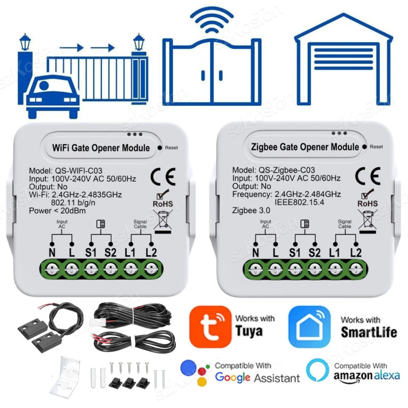 Tuya Smart  Garage Controller Opener WiFi Zigbee Universal Garage Door Control Switch with Accessories Voice for Alexa Google