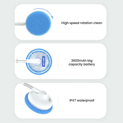 Household Wireless Electric Cleaner Waterproof Brush Portable Cleaning Tool for Window Car Clean with Replaceable Cleaning Mop