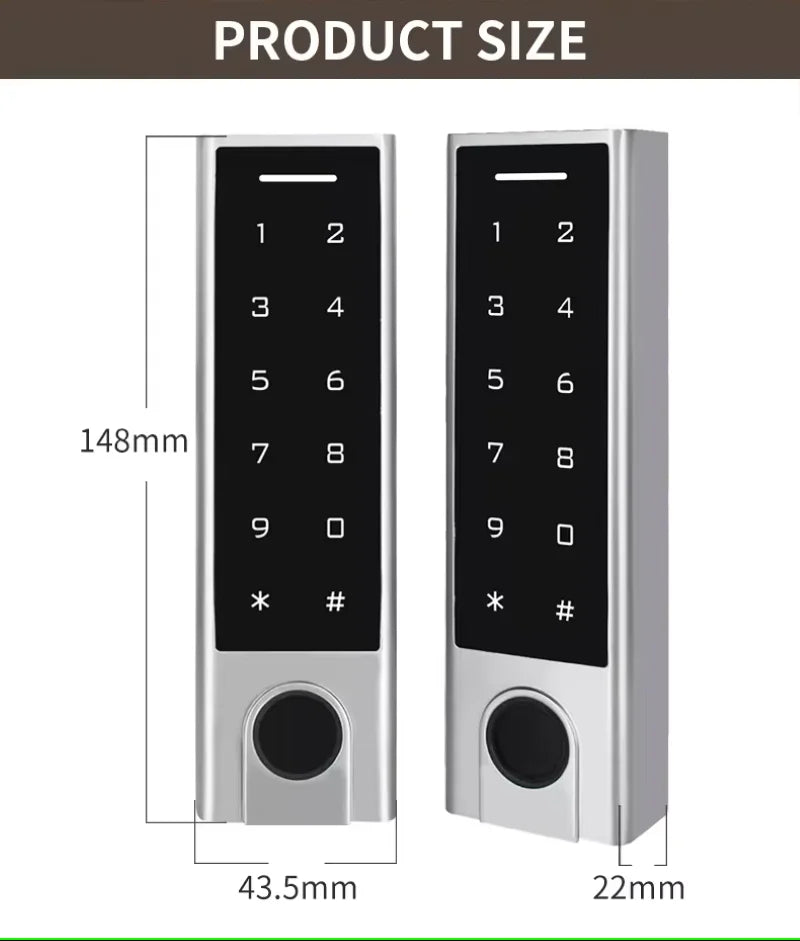 TUYA WIFI IP66 Waterproof Touch Keypad Biometric Finger Access Control Metal Finger print Access Control Reader