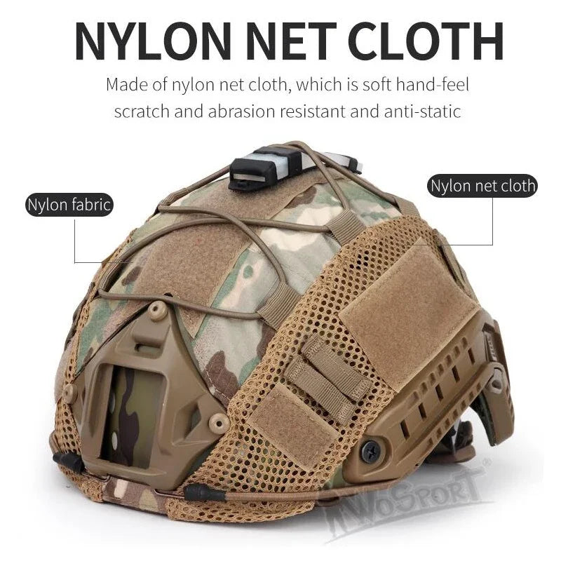 Tactical Helmet Cover with Elastic Cord Camouflage Head Circumference 50-62cm for MH PJ BJ Fast Helmets Accessories