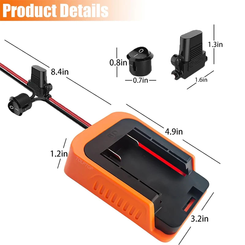 Power Wheels Battery Adapter Convert for Black&Decke 36V- 40V Battery to Power DIY Ride On Truck Robotics RC Toys With 14 Gauge