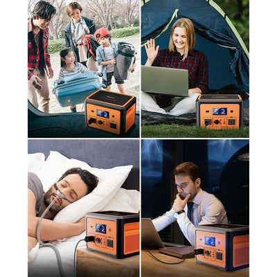 Portable Solar Power Station, Battery Backup with UPS Function, 10 Sockets and LED Lights, 665.6Wh, 600W