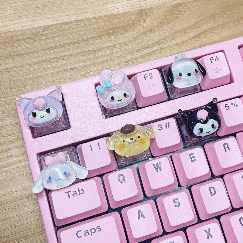 Cartoon Kuromi Melody Cinnamoroll Nonopaque Gaming Cherry Axis Keycaps for Cherry MX Mechanical Keyboard Key Cap