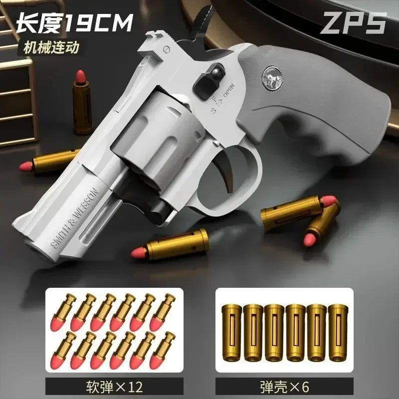 Magnum Zp-5 357 Long Alloy Revolver Soft Bullet Can Be Fired Pistol Boy Simulation Toy Repeating Pistol Children&