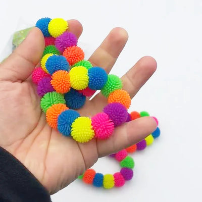 12pcs Multicolor Spiky Hedge Ball Bracelet Wristband Novelty Fidget Toys Squeeze Squishy Sensory Stress Relief Antistress Toy