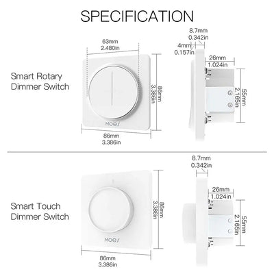 New WiFi Smart Rotary/Touch Light Dimmer Switch Smart Life/Tuya APP Remote Control Works with Alexa Google Voice Assistants EU