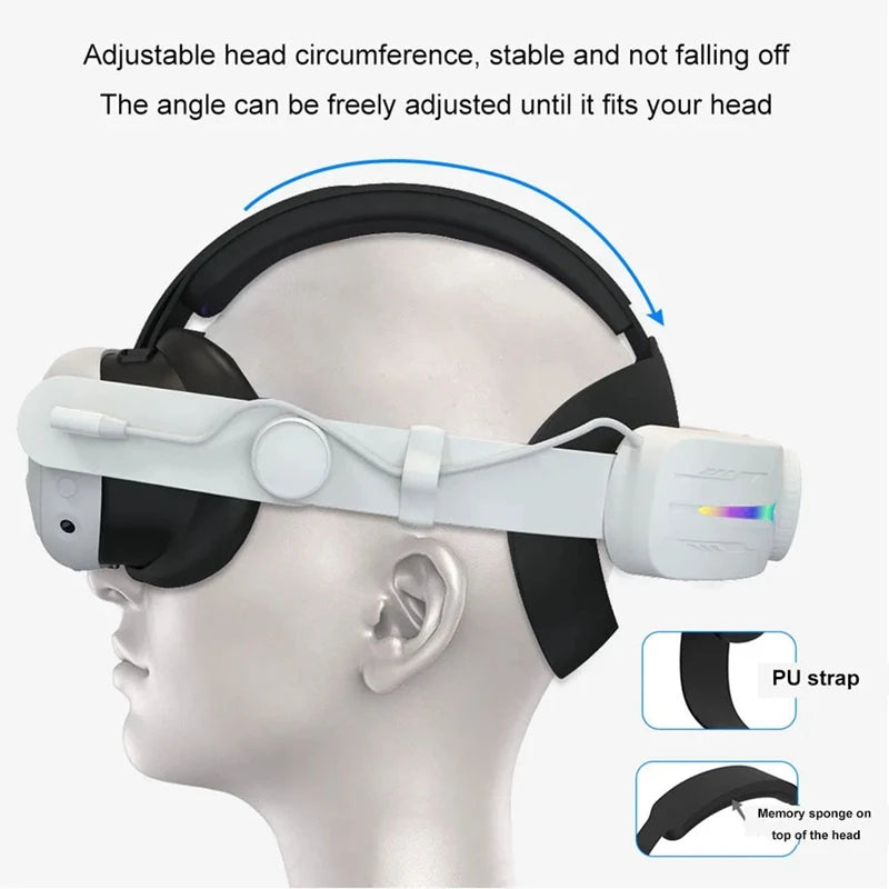 HOT-VR Head Strap For Meta Quest 3 Sponge Headwear RGB Charging Headset Built-In 8000Mah Batteries VR Accessories