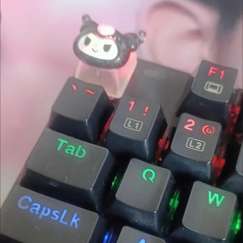 Cartoon Kuromi Melody Cinnamoroll Nonopaque Gaming Cherry Axis Keycaps for Cherry MX Mechanical Keyboard Key Cap