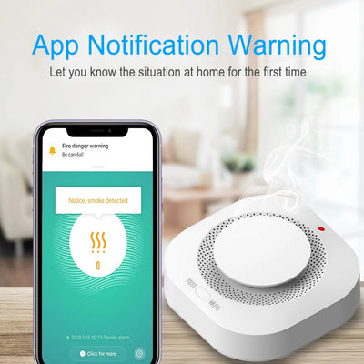 Tuya Intelligent Wifi Strobe Smoke Detector Wireless Fire Alarm Sensor Tuya APP Control Office Home Smoke Alarm Fire Protection