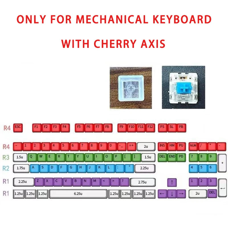 Cartoon Kuromi Melody Cinnamoroll Nonopaque Gaming Cherry Axis Keycaps for Cherry MX Mechanical Keyboard Key Cap