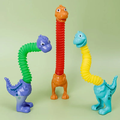 1-5pcs ute Dinosaur Pop Toys Children Animal Sensory Tube Games Stress Relief Squeeze Playing Plastic Tube Decompression Gifts