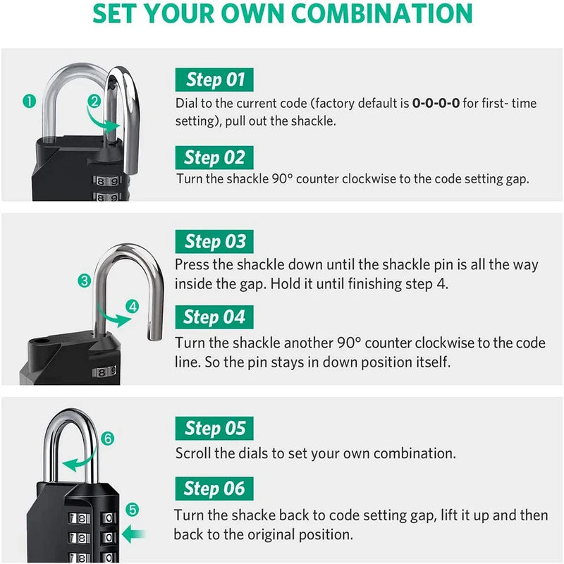 1pc Combination Lock Resettable 4 Digit Padlock with Combination Waterproof and Heavy Duty Combination Padlock Outdoor