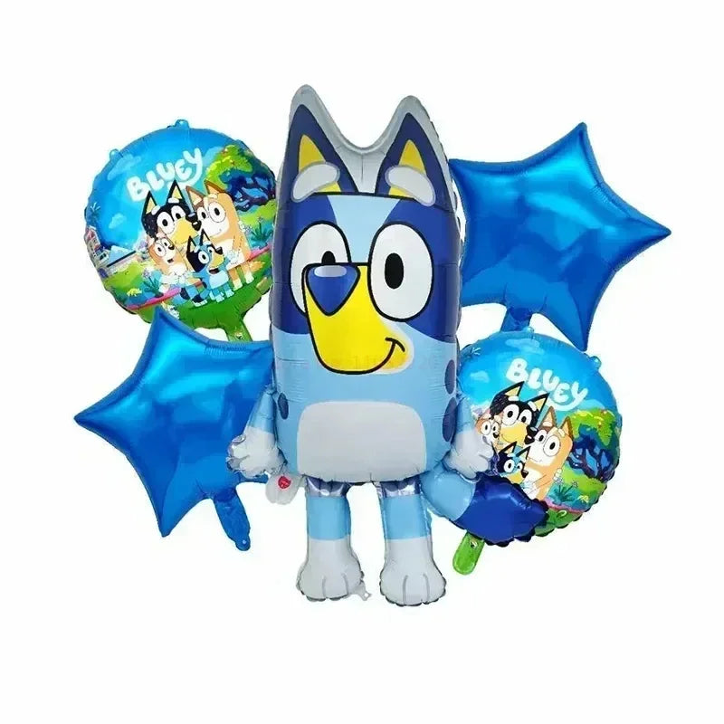 New Cartoon Bluey Family Aluminum Balloon Cartoon Game Toy Blue Orange Brouy Balloon Decoration Set Birthday Party Supplies