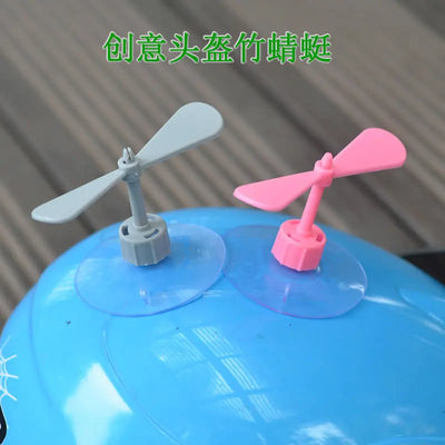 Helmet Suction Cup Bamboo Dragonfly Decoration Windmill Outdoor Riding Toys Riding Accessories Child Gift