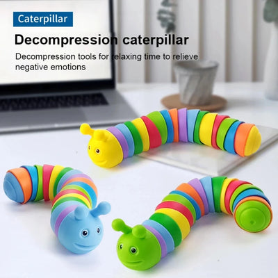 Funny Fidget Slugs Articulated Sensory Slug Toy Realistic Worm Caterpillar Fidget Toys for Kids Adults ADHD Autism Stress Relief