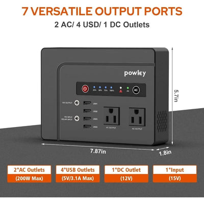 Powkey Solar Generator with Panel, 146Wh/200W Portable Power Station with Solar Panel 40W, 110V Pure Sine Wave DC/USB/AC Outlet