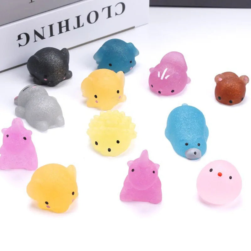 Kawaii Squishy Fidget Toys Mochi Glitter Animal Squeeze Sensory Stress Relief ADHD Autism Anxiety Therapy Kids Party Favors