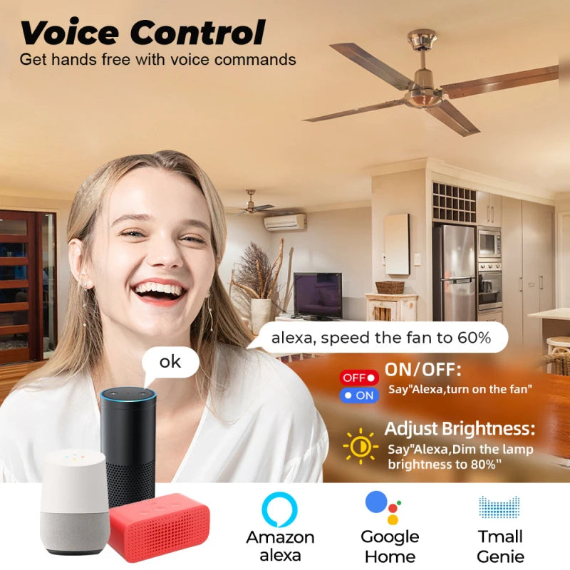 Tuya Wifi Smart Fan Speed Switch Controller DIY Ceiling Fan Switch Smart Life APP Remote Control Work With Alexa Google Home