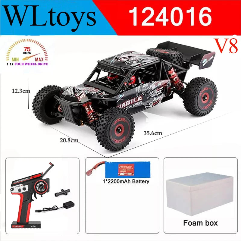 Wltoys New 124017-V8 1/12 2.4G Racing RC Cars 4WD Brushless Motor 75Km/H High Speed Remote Control Off-road Drift Toys For Aduit