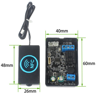 Mobile phone NFC fingerprint relay control module DC10V-120V IC card induction access controller Switch locomotive car unlock