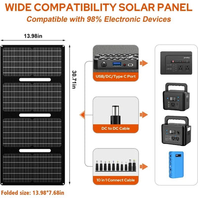 Powkey Solar Generator with Panel, 146Wh/200W Portable Power Station with Solar Panel 40W, 110V Pure Sine Wave DC/USB/AC Outlet