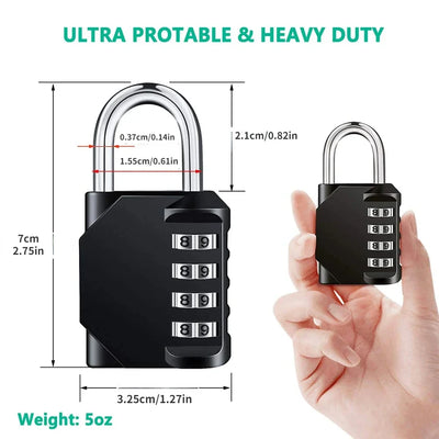 1pc Combination Lock Resettable 4 Digit Padlock with Combination Waterproof and Heavy Duty Combination Padlock Outdoor