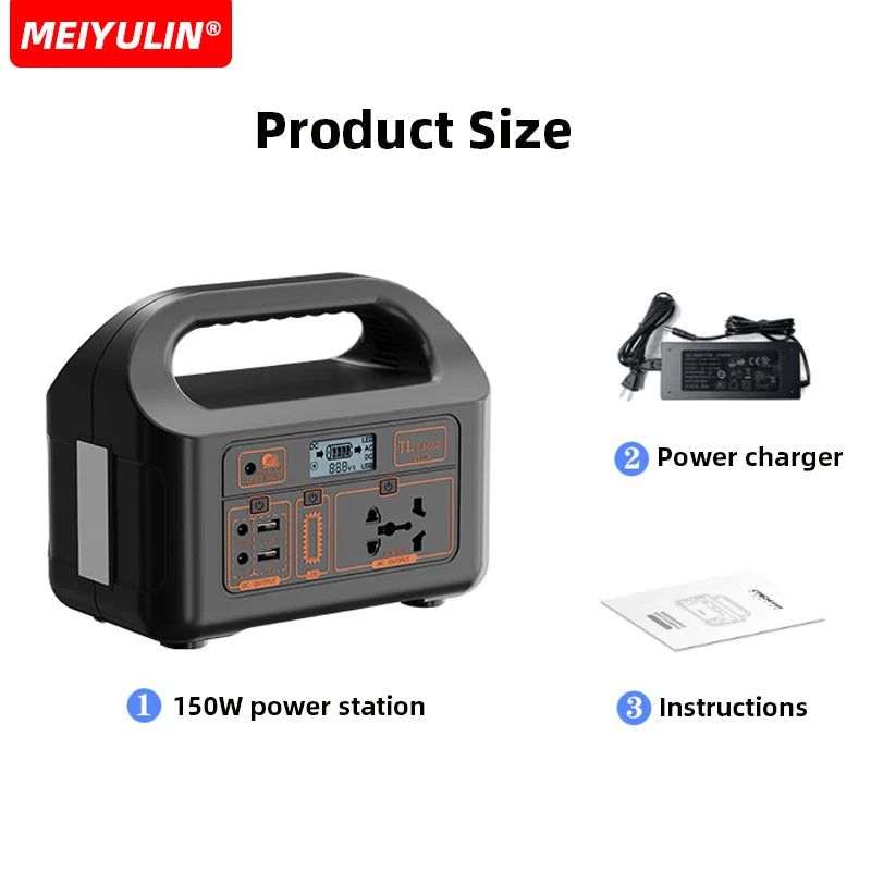 150W Portable VRLA Power Station 220V/110V Solar Generator 144Wh Outdoor Emergency External Mobile Battery Powerbank For Camping