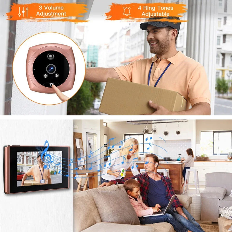 Door Camera Video Door Peephole Camera Doorbell Viewer with LCD Monitor Night Vision Visual Peephole Door Bell Home Security