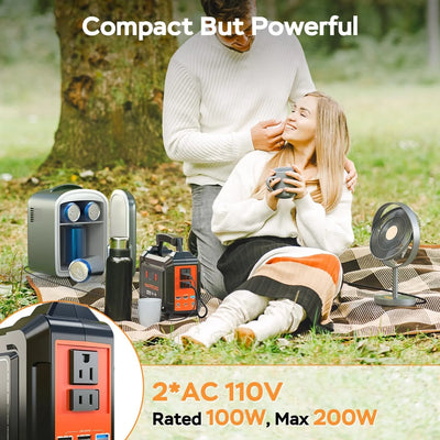 Portable Power Station 200W Peak Camping Solar Generator 167Wh Power Bank with AC Outlet 110V with Multi-Output LED Flashlights