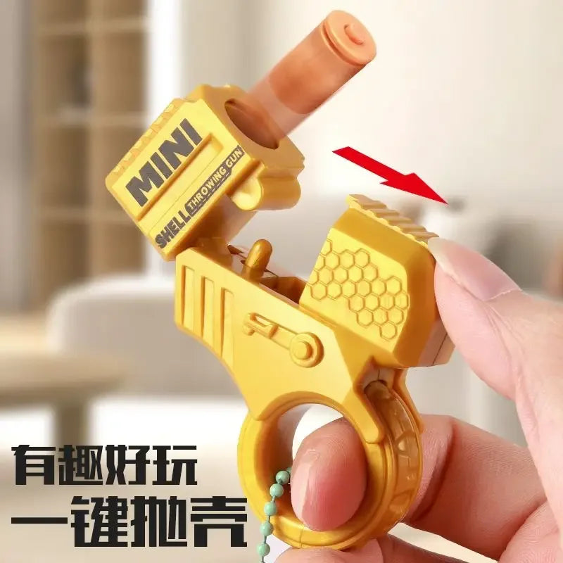 Fidget Toy Mini Shell Ejecting Toy Gun Anti Stress Hand Spinner Ring Pistol Birthday Gift Game Gold Finger Stress Relief