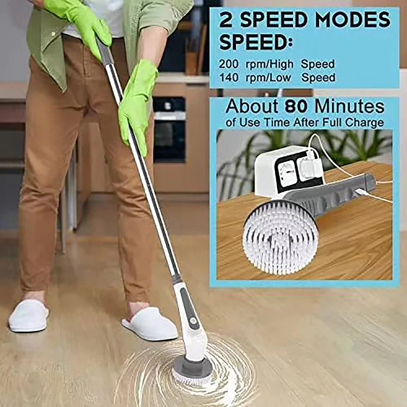 6 In 1 Wireless Electric Cleaning Turbo Scrub Brush Window Wall Cleaner Adjustable Cleaning Brush Bathroom Kitchen Cleaning Tool