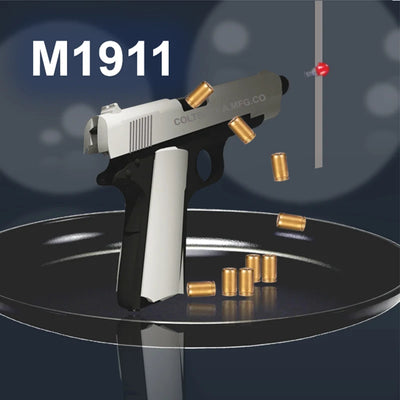 New.All Black M1911 Colt Toy Gunman Gun, Soft Bullet Shell, Catapult Blaster, Manual Air Gun Launcher, Boys Shooting Game 14+y