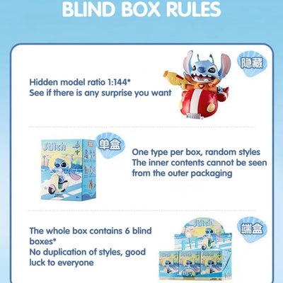 Genuine MINISO Disney Stitch Swim Series Blind Box Anime Kawaii Trendy Ornament Model Collection Hand Doll Toy Mysterious Gift