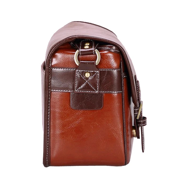 Photo Luxury Camera Stylish Fashion Retro PU Leather Case Handbag Waterproof Shoulder Messenger DSLR Bag for Canon Nikon Sony L