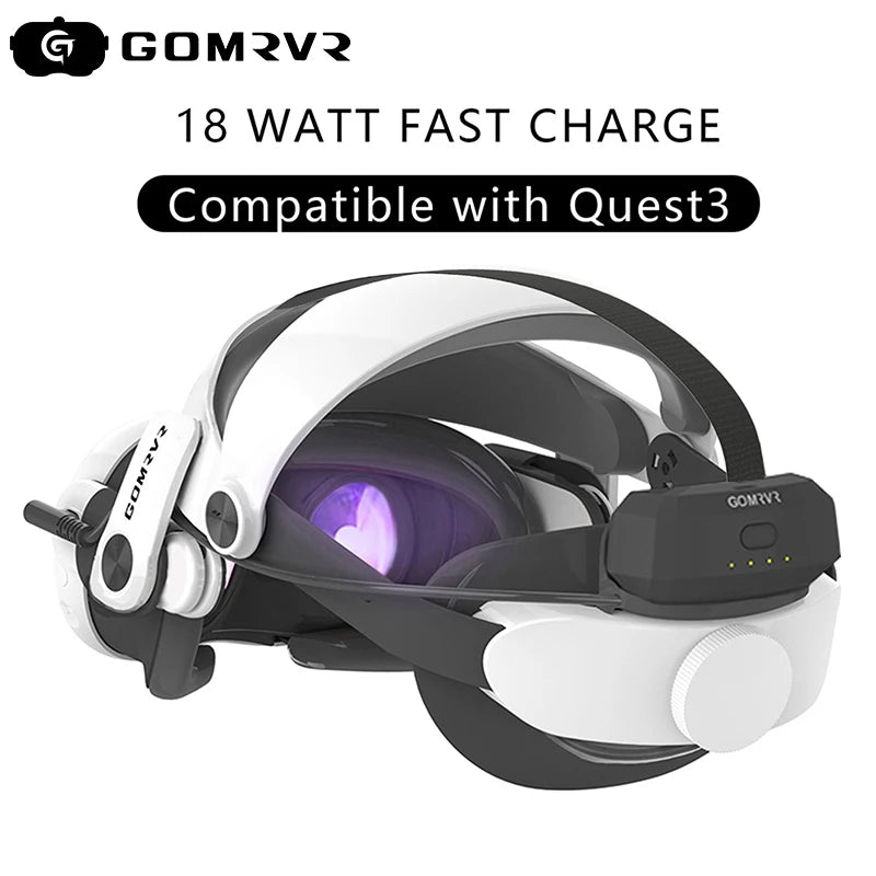 GOMRVR Comfort Battery Halo Head Strap Compatible with Meta Quest 3S Replancement of Elite Strap Enhanced Playtime and Support