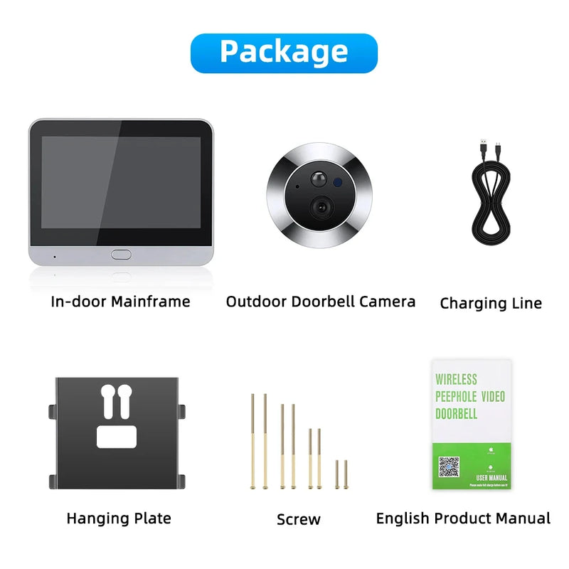 iCam365 3MP Outdoor House WiFi Peephole Door Eye Camera Security one-way Audio Night Vision HD Video Digital Peephole For Home