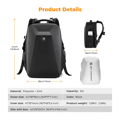 K&F CONCEPT 22L Large Capacity Camera Backpack Outdoor Travel Photography Bag Carry A tripod Waterproof Camera Bag In Rain Cover