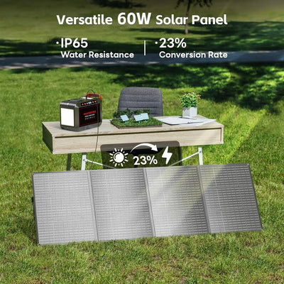 237Wh Solar Generator with Solar Panel Included Portable Power Station 300W Pure Sine Wave with Foldable Solar Panel 60W Set